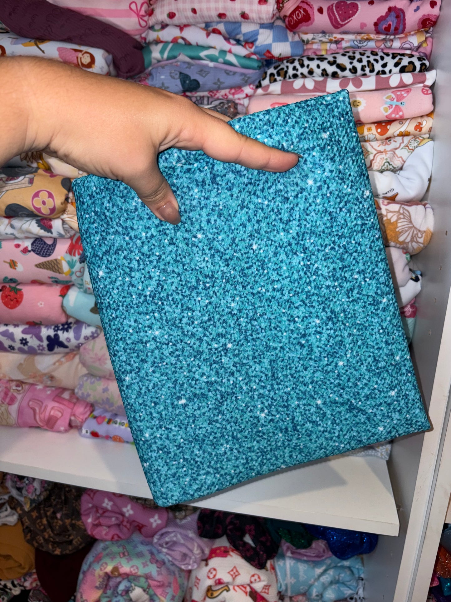 Blue faux sparkle bows