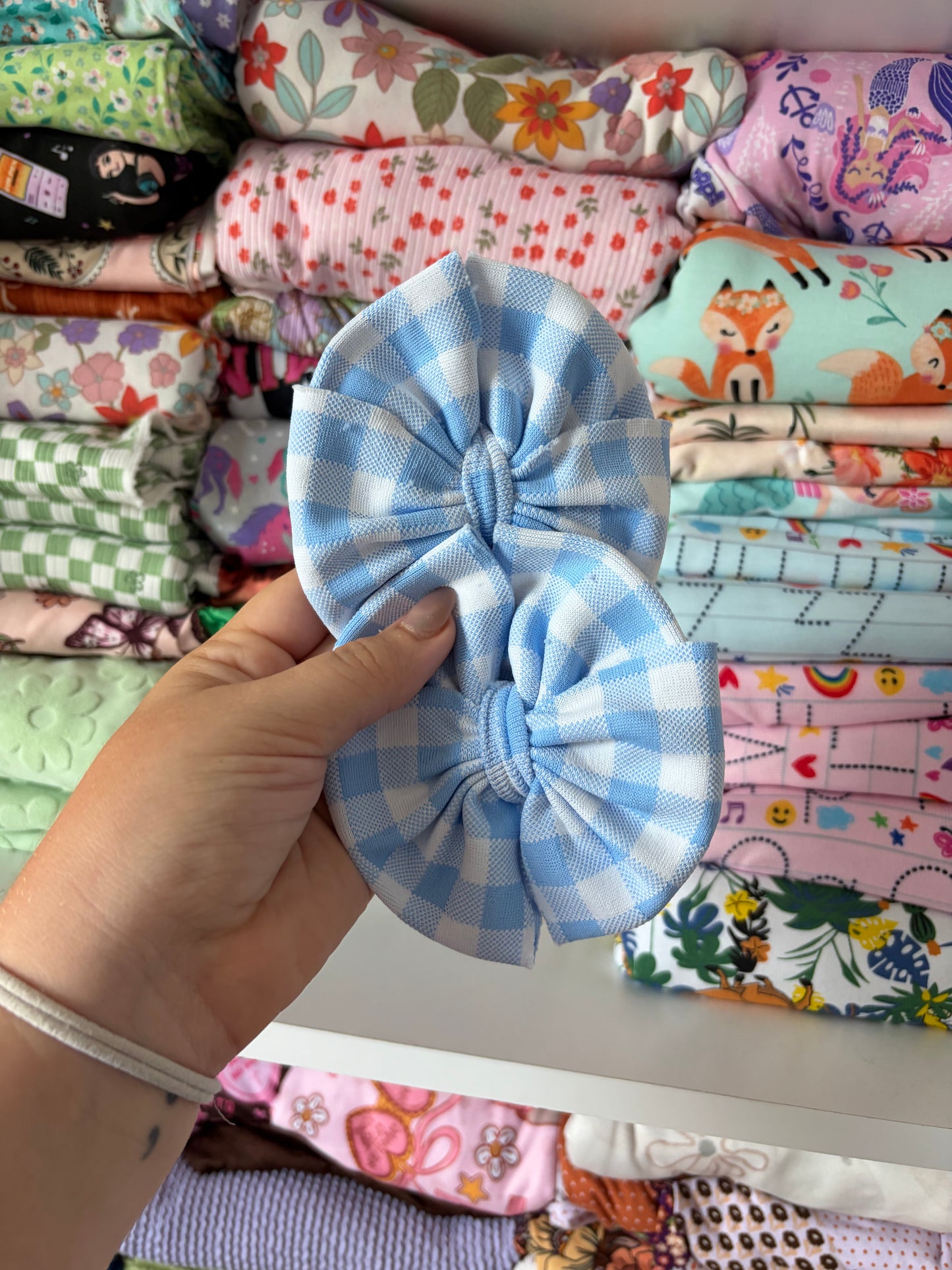 SWIM blue gingham messy piggies