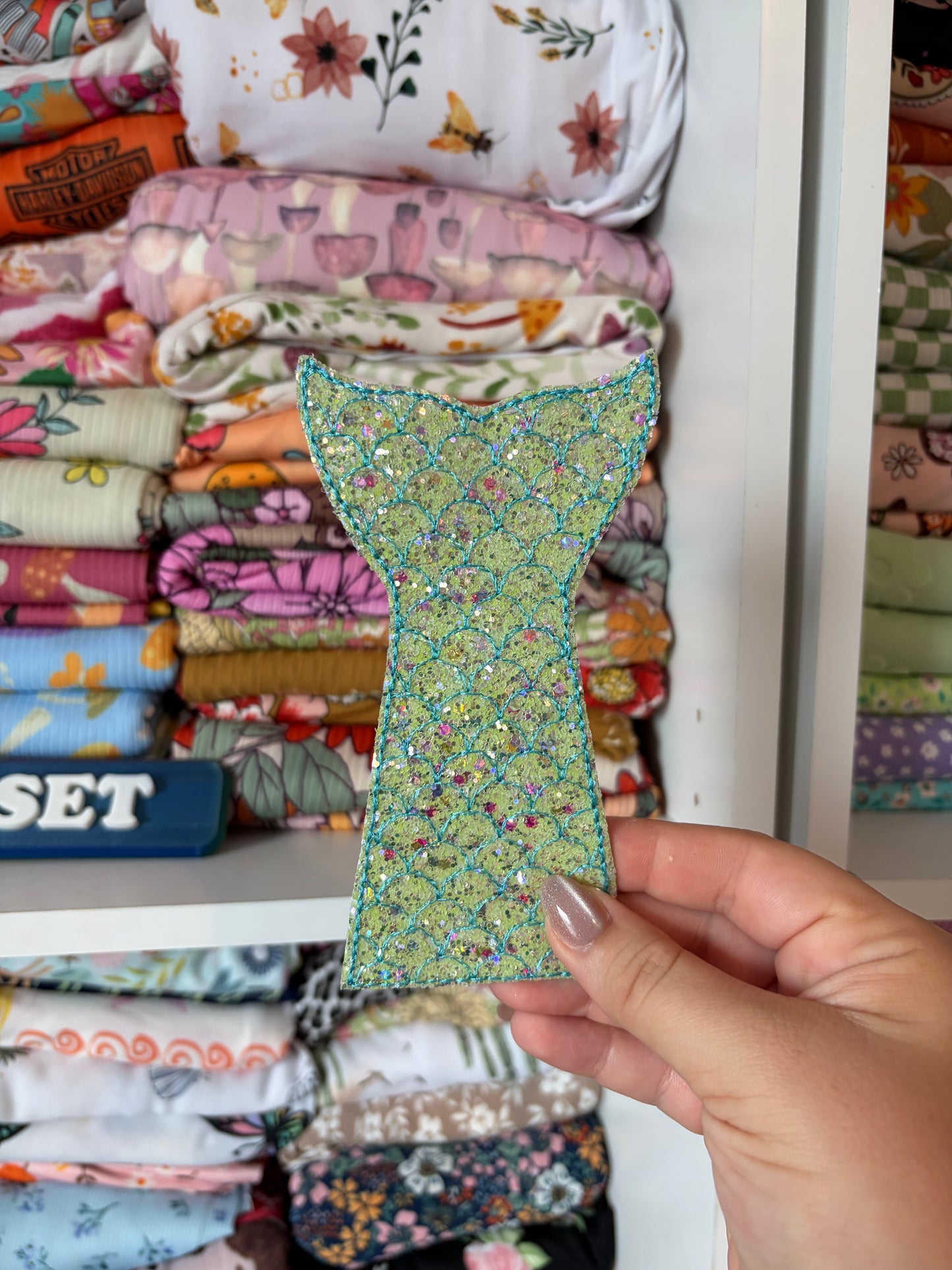 Embroidered mermaid tail popsicle holder