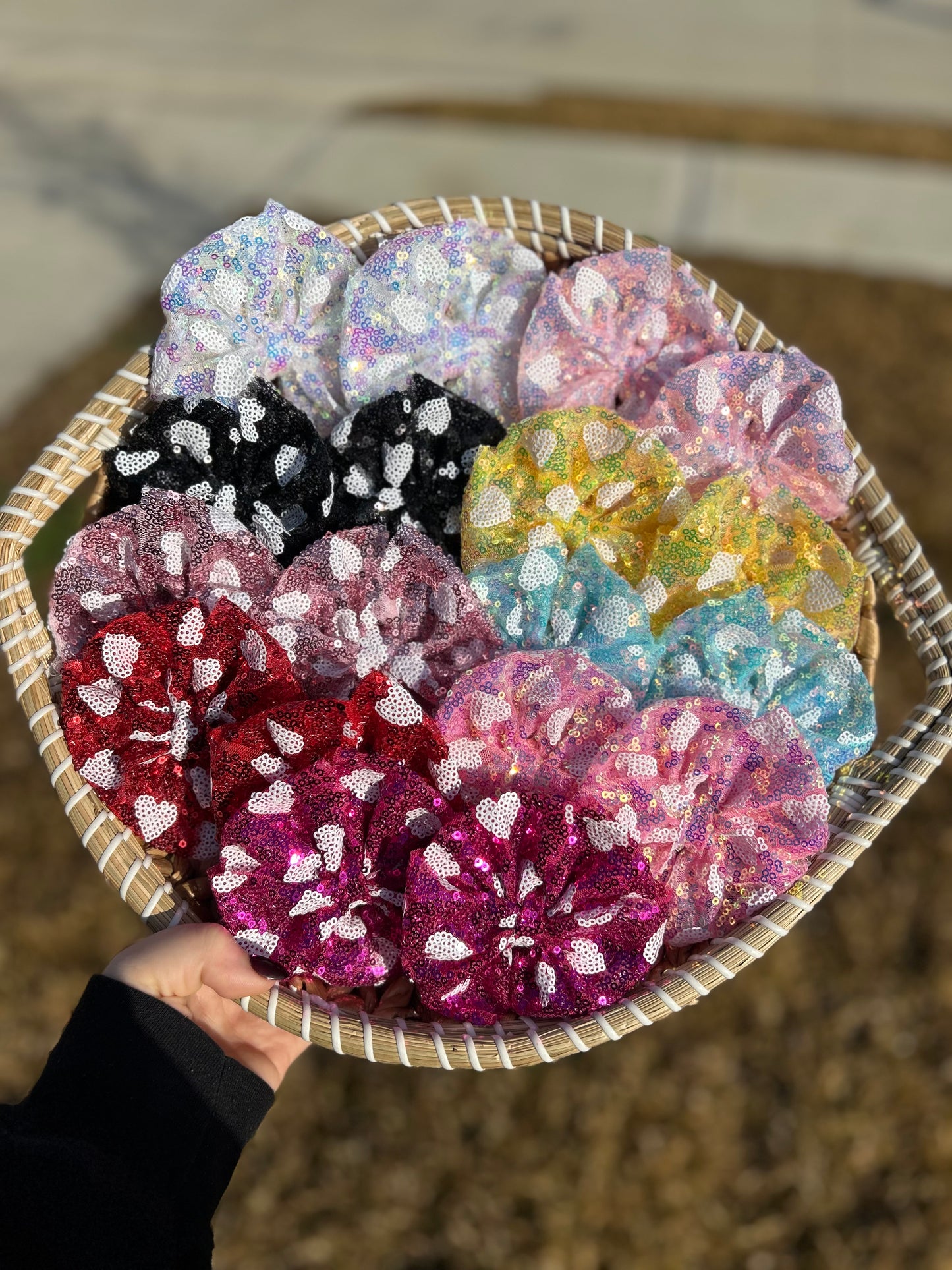 Sequin heart messy piggies