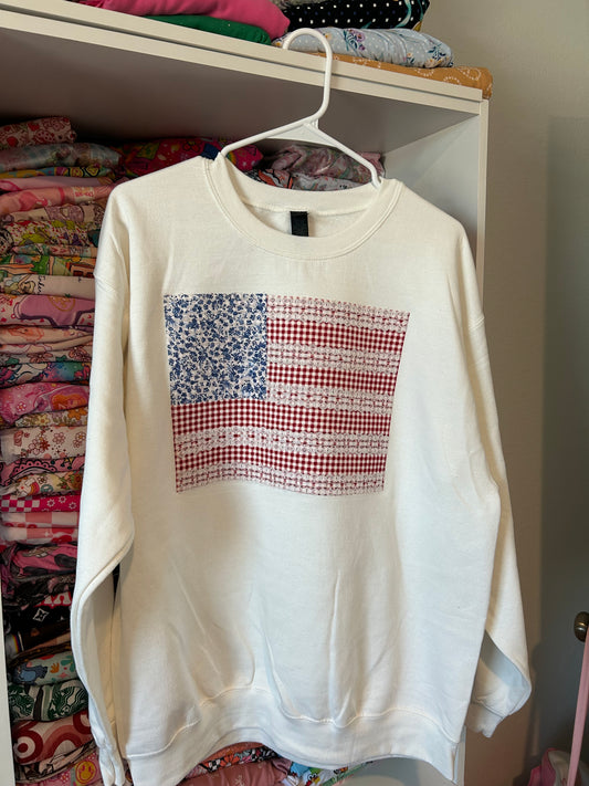 Large Aplique American flag sweatshirt