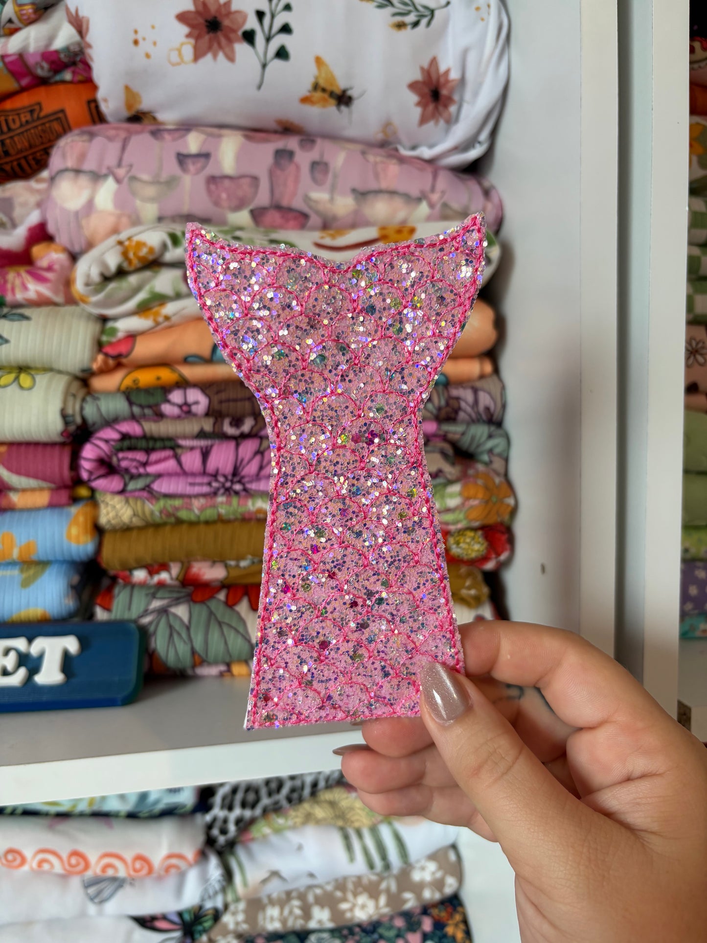 Embroidered mermaid tail popsicle holder