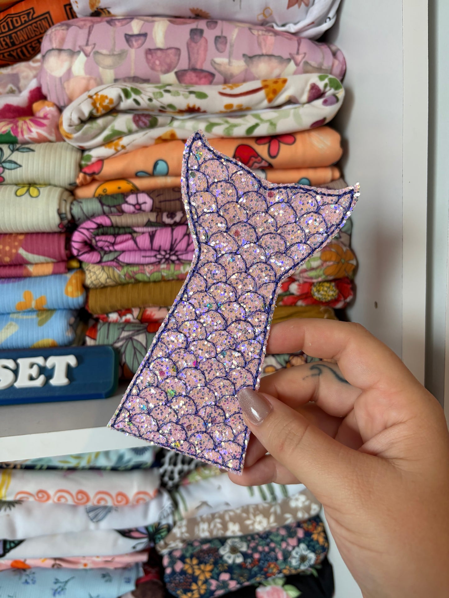 Embroidered mermaid tail popsicle holder