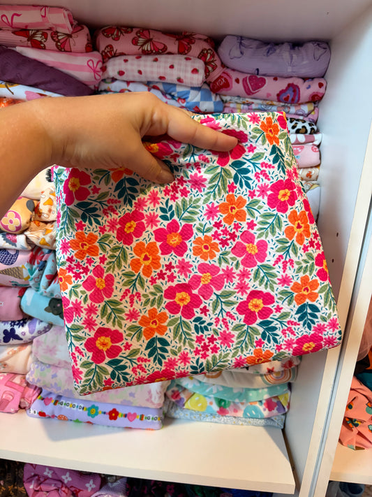 orange and pink floral bows