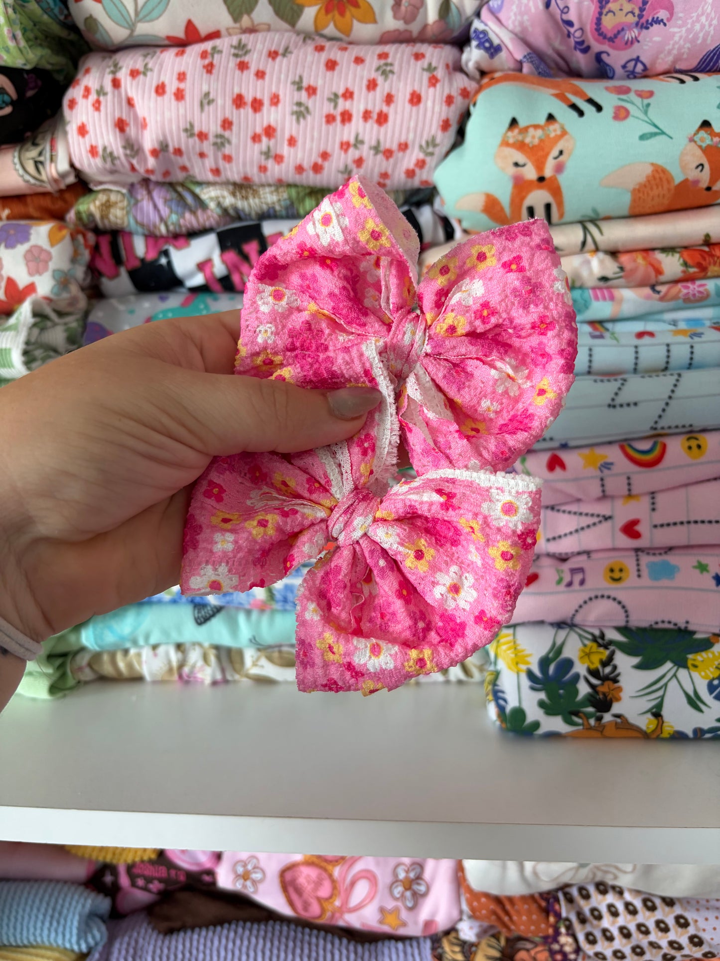 Pink flower lace piggies