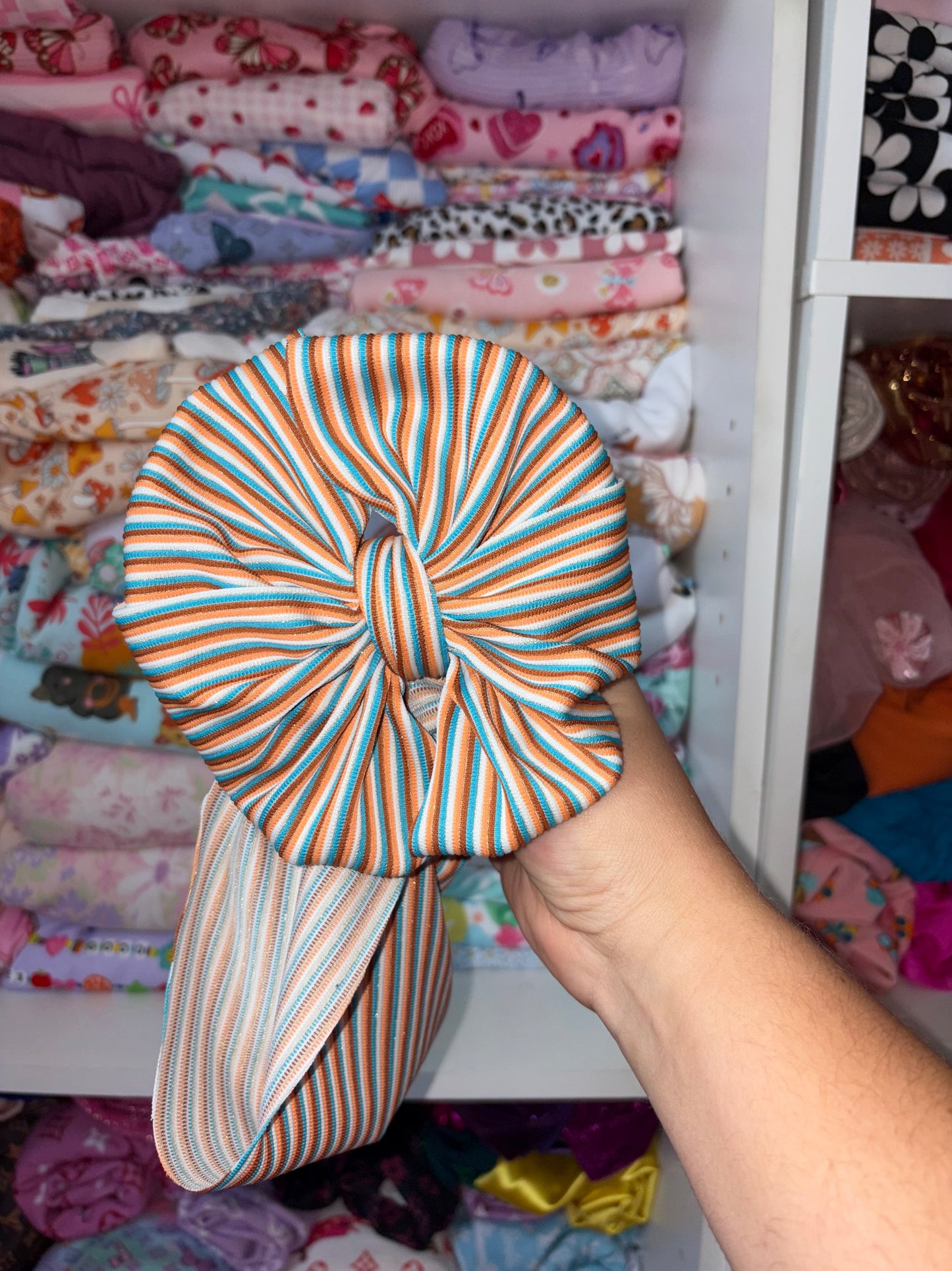 Striped messy bow