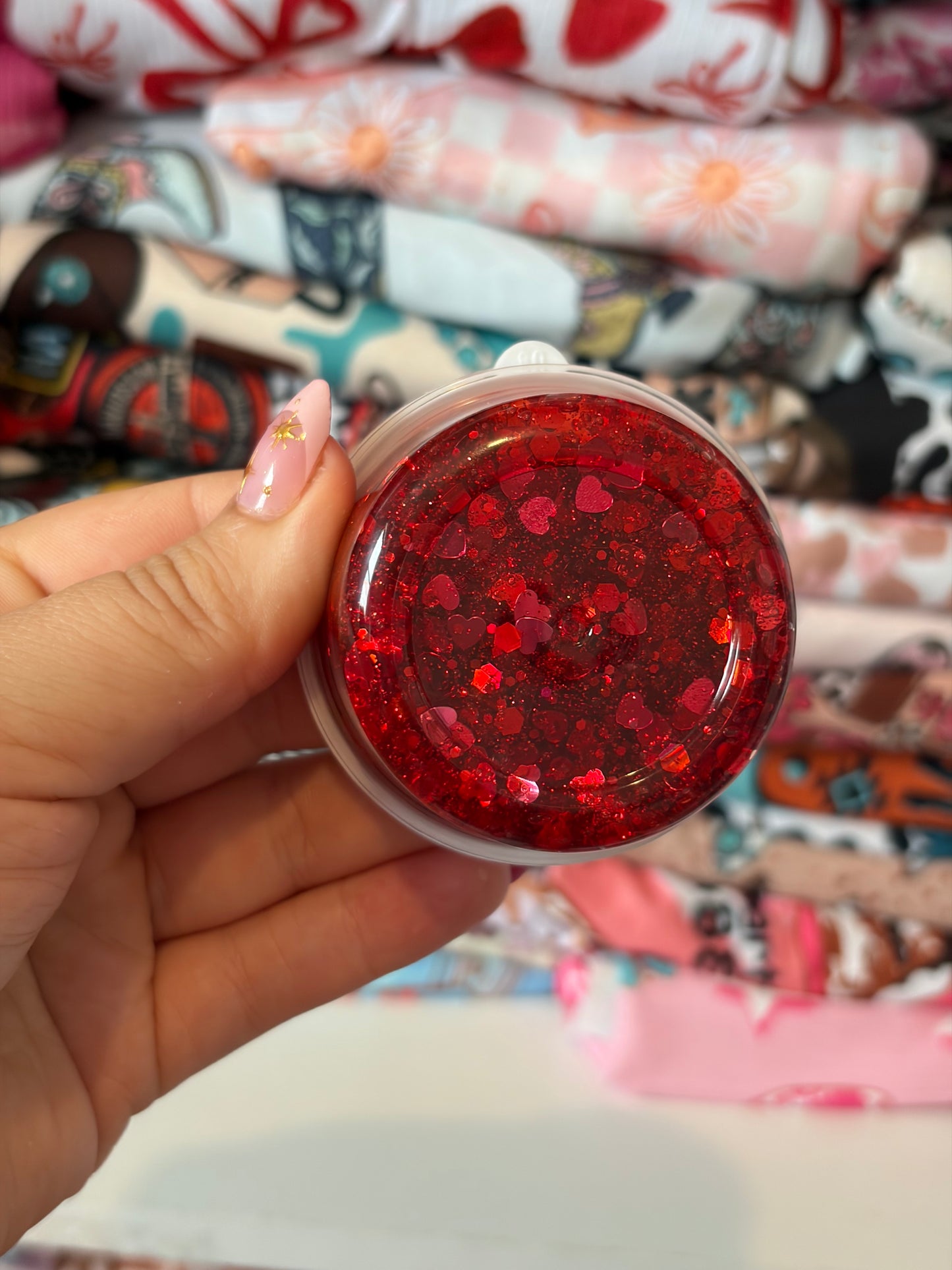 red heart hair glitter