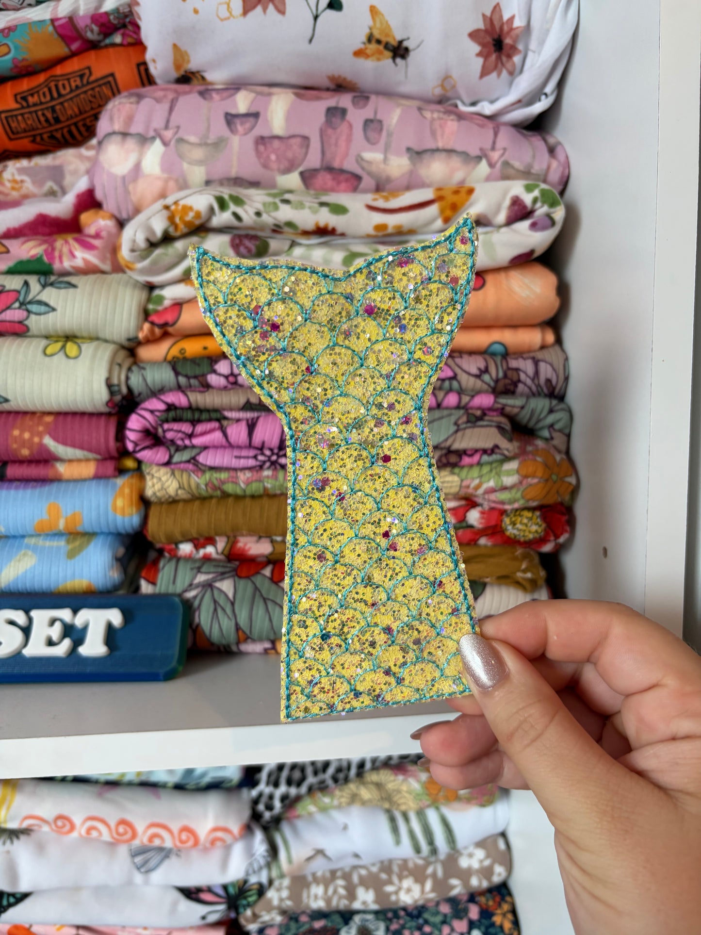 Embroidered mermaid tail popsicle holder