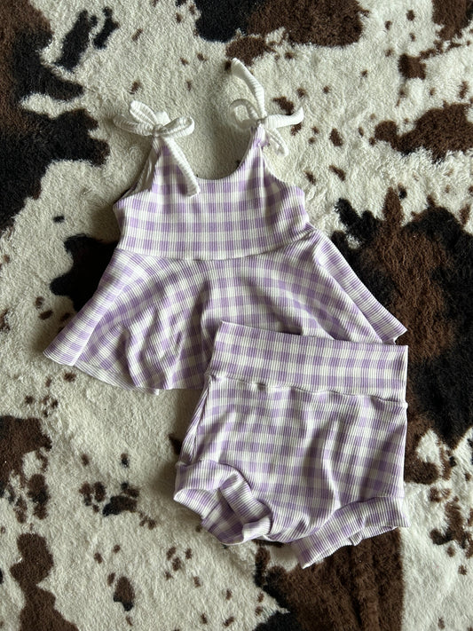 MTO PURPLE GINGHAM SUMMER SET