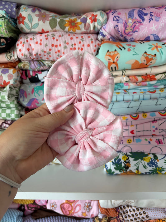 SWIM Pink gingham messy piggies