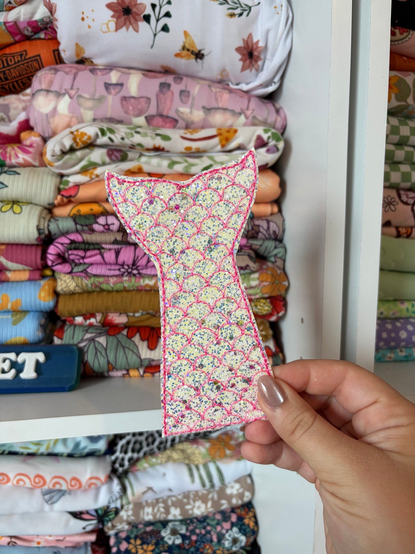 Embroidered mermaid tail popsicle holder