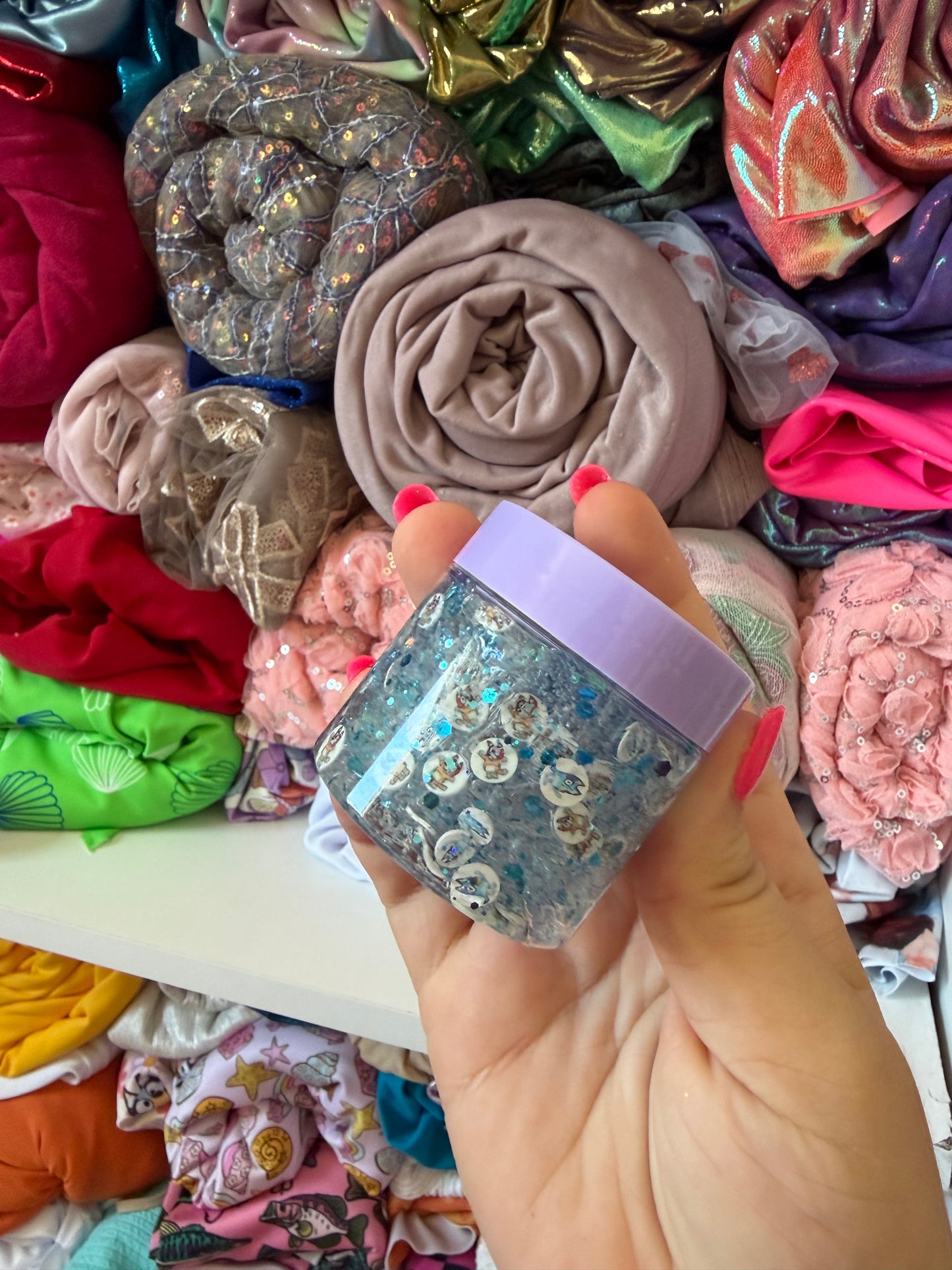 blue dog sisters hair glitter
