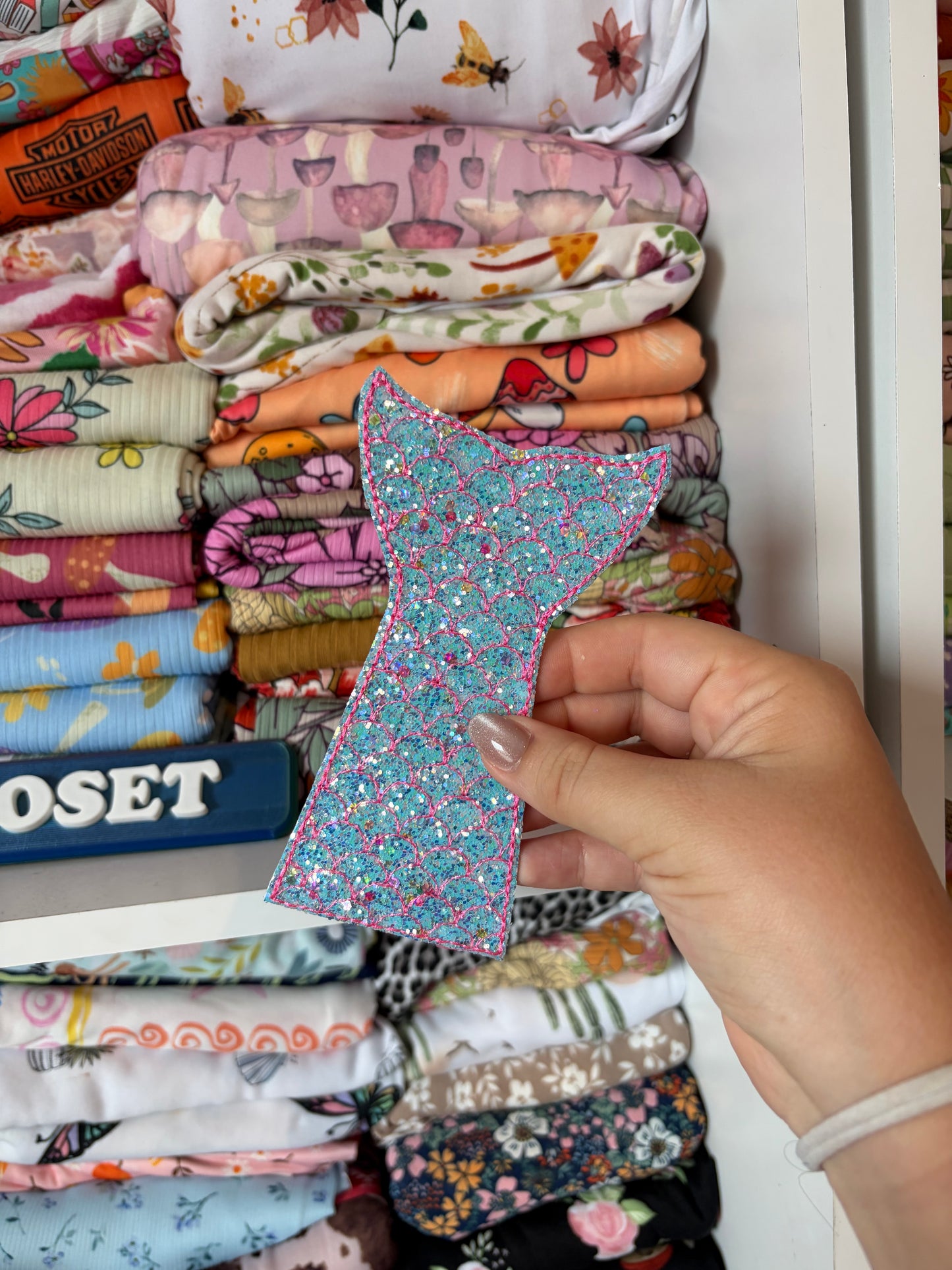 Embroidered mermaid tail popsicle holder