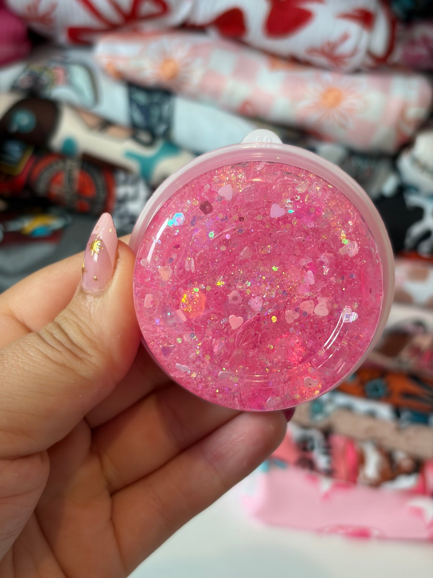pink heart hair glitter