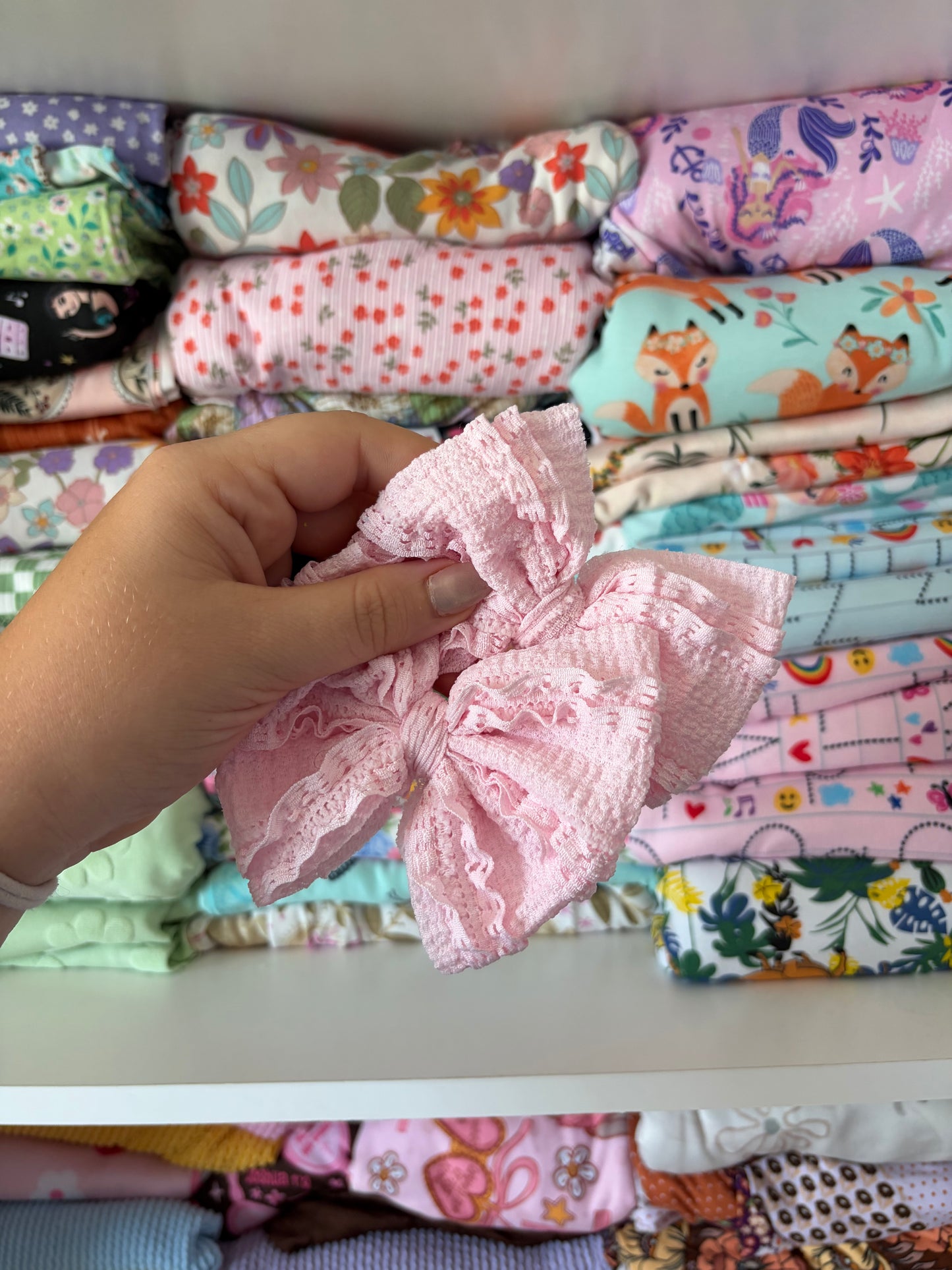 Baby pink lace ruffle piggies