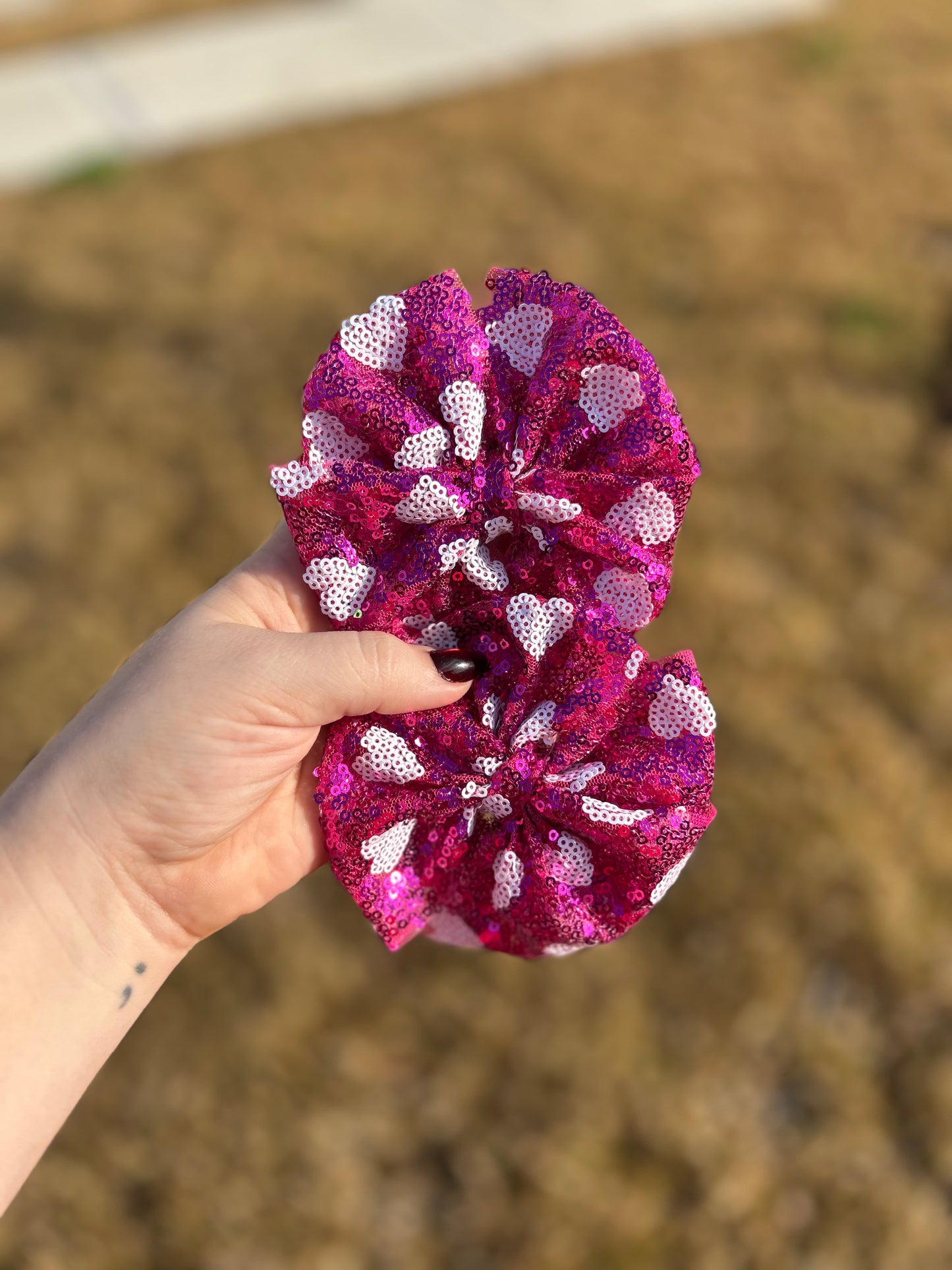 Sequin heart messy piggies